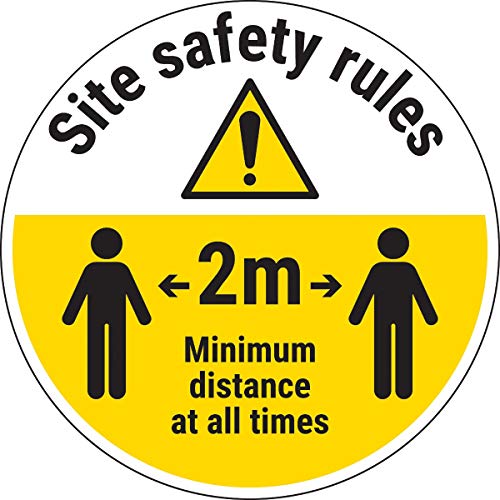 V Safety CV008BB-FS Vsafety Site Safety Rules - Keep 2m Distance Selbstklebender Bodenaufkleber, 300 mm x 300 mm, 300mm x 300mm von V Safety