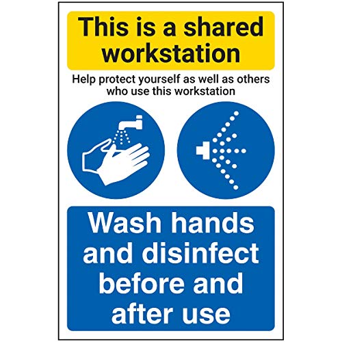 V Safety CV059AU-S Vsafety Shared Workstation/Wash Hands and Disinfect 200 mm x 300 mm, selbstklebendes Vinyl von V Safety