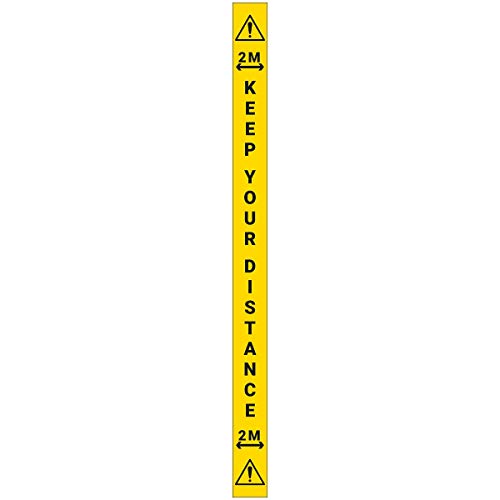V Safety CV189FE-SY Vsafety 5 Pack COVID Wall Marker - Keep Your Distance 85 mm x 1200 mm, selbstklebendes Vinyl, 85mm x 1200mm von VSafety
