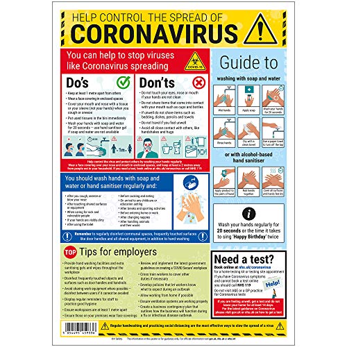 V Safety CV337BR-R2 Vsafety Coronavirus Guidance Poster – A2-420 mm x 594 mm – Standard, 420 x 594 von V Safety