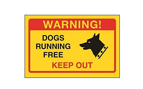 V Safety DP001AL-SY Selbstklebendes Vinyl VSafety Dogs Running Free, Keep Out Schild, 150 mm x 100 mm von V Safety