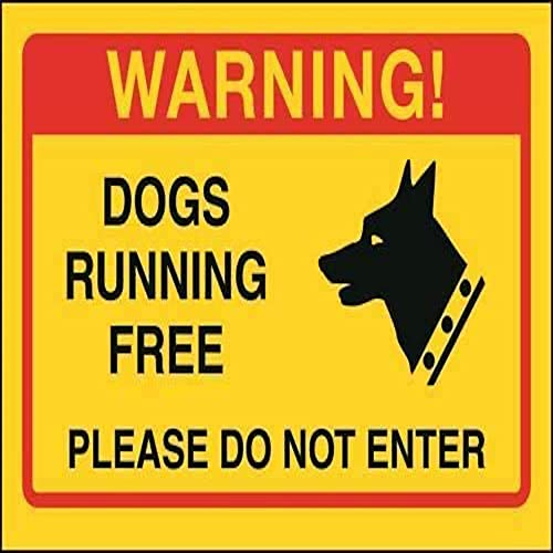 V Safety DP003AR-RY 200 mm x 150 mm starrer Kunststoff VSafety Hunde-Schild Running Free, Please Do Not Enter, Rot|Gelb|Schwarz|Eiche, 200MM X 150MM von VSafety
