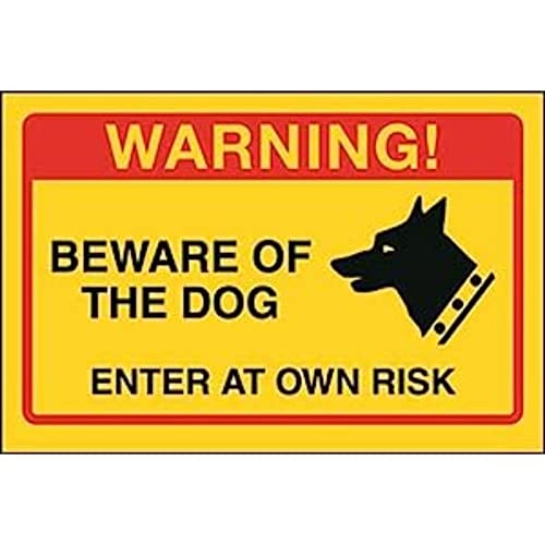 V Safety DP009AR-RY 200 mm x 150 mm – gelber starrer Kunststoff Schild mit Aufschrift Beware of The Dog, Enter at Own Risk, 200MM X 150MM von V Safety