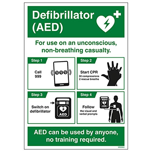 V Safety Erste-Hilfe-Poster – Defibrillator A3 – 297 x 420 mm – Standard von V Safety