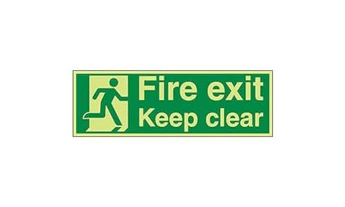 VSafety 14011BP-G'Fire Exit Keep Clear' Schild, Querformat, 600 mm x 200 mm (3 Stück) von V Safety