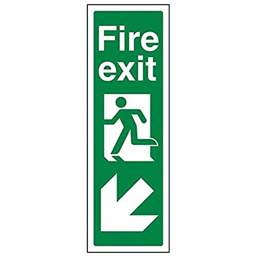 VSafety 14041AK-S'Fire Exit Pfeil nach unten links', Hochformat, 100 mm x 300 mm (3 Stück) von V Safety