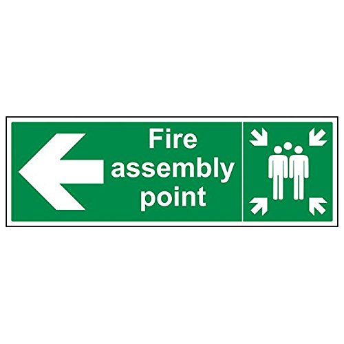 VSafety 17021BP-S'Fire Assembly Point Pfeil links, 600 mm x 200 mm (3 Stück) von V Safety