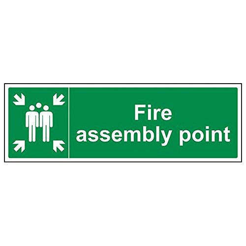 VSafety 17025BJ-S'Fire Assembly Point' Schild, Querformat, 450 mm x 150 mm (3 Stück) von V Safety