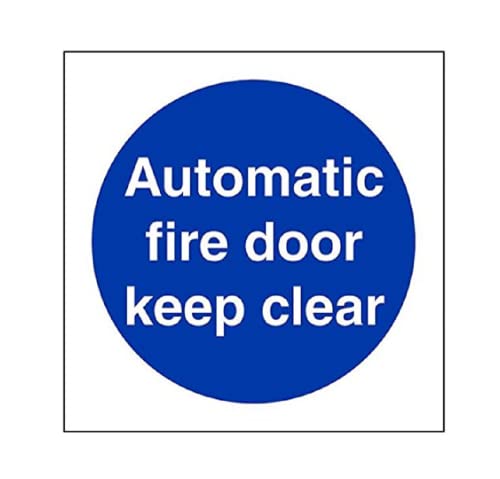 VSafety 18002AE-S 'Automatic Fire Door Keep Clear' Schild, quadratisch, 80 x 80 mm, 3 Stück von V Safety