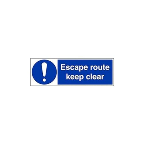 VSafety 18073BP-S'Escape Route Keep Clear' Schild, Querformat, 600 mm x 200 mm (3 Stück) von V Safety