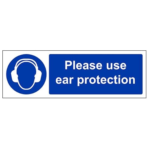 VSafety 41029BP-S'Please Use Ear Protection' Schild, Querformat, 600 mm x 200 mm (3 Stück) von V Safety