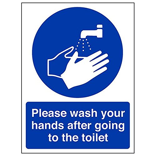 VSafety 43009AN-S'Please wash hands after go to toi' Schild, 150 mm x 200 mm, 3 Stück von V Safety