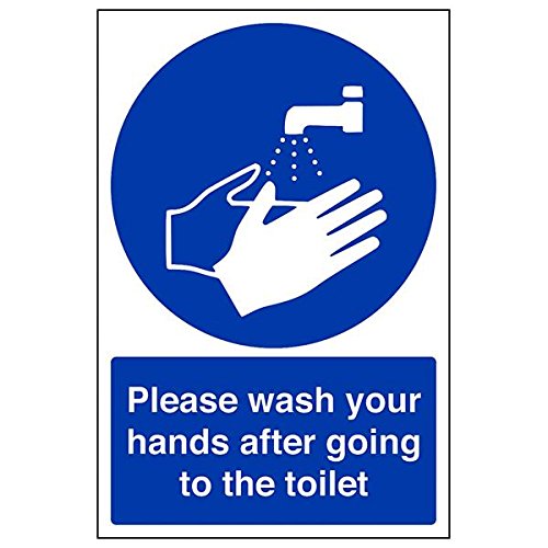 VSafety 43009AU-S'Please Wash Hands After Going To Toilet' Schild, 200 mm x 300 mm (3 Stück) von V Safety