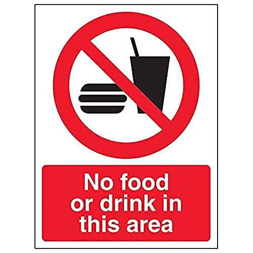 VSafety 53016AN-S'No Food or Drink In This Area' Schild, Hochformat, 150 mm x 200 mm (3 Stück) von V Safety