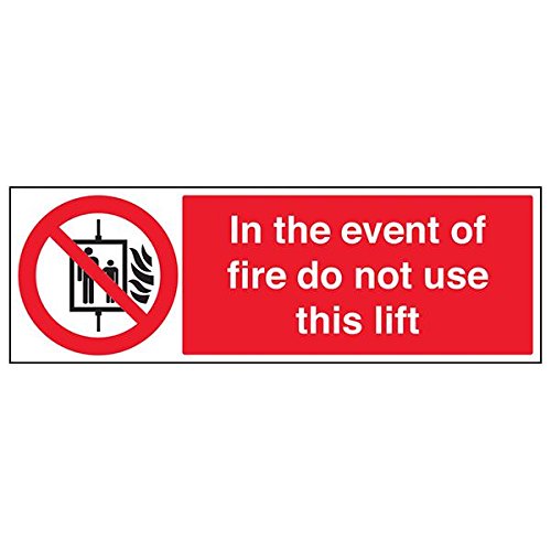 VSafety 55015BP-S'In The Event of Fire Do Not Use This Lift' Schild, 600 mm x 200 mm (3 Stück) von V Safety