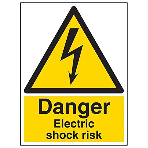 VSafety 68019BC-S'Danger Electric Shock Risk' Schild, Hochformat, 300 mm x 400 mm (3 Stück) von V Safety