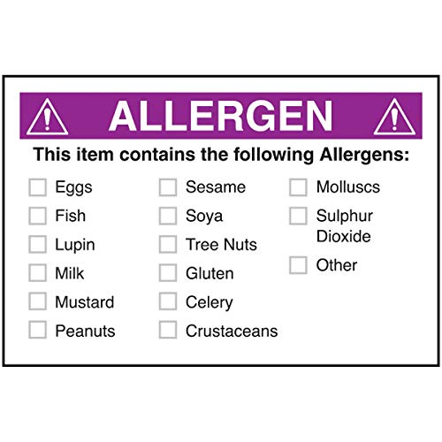 VSafety Allergen. Dieser Artikel enthält einen violetten Aufkleber, 50 x 75 mm, 250 Stück von V Safety