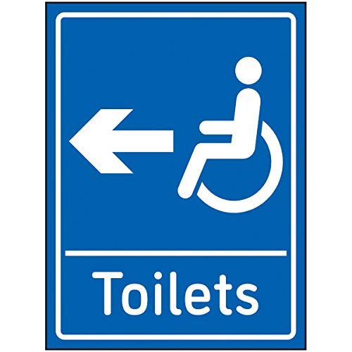 VSafety Behinderte Toilette-Pfeil links Schild – 150 x 200 mm – blau selbstklebendes Vinyl von V Safety