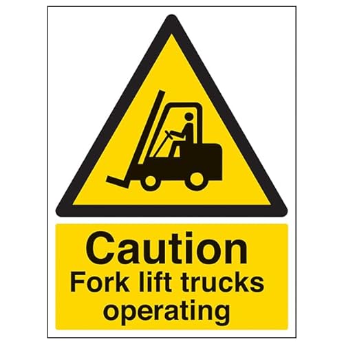 VSafety Caution Gabel Lift Trucks Betrieb – 600 x 800 mm 3 mm Aluminium-Verbundwerkstoff mit Anti-Graffiti-Beschichtung Sicherheitsschild von V Safety