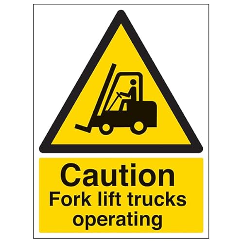 VSafety Caution Gabel Lift Trucks Betrieb – 600 x 800 mm 3 mm Aluminium-Verbundwerkstoff mit Anti-Graffiti-Beschichtung Sicherheitsschild von V Safety