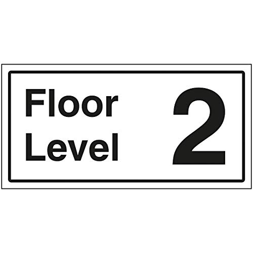VSafety Floor Level 2 Schild – 600 x 300 mm – 3 mm gebürstetes Aluminium Verbundstoff von V Safety
