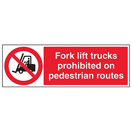 VSafety "Fork Lifts Prohibited On Pedestrian Routes" Schild, 3 Stück, 600mm x 200mm, 3 von V Safety