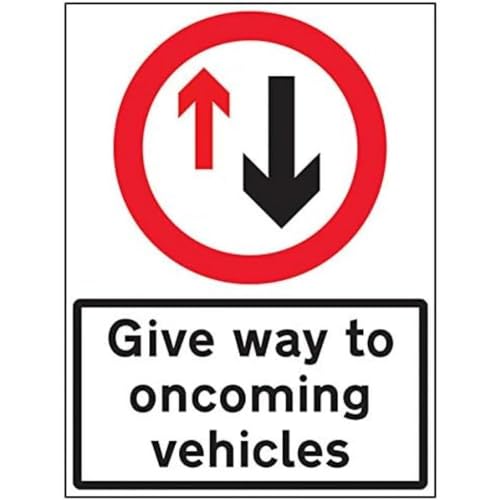 VSafety Hinweisschild "Give Way To Oncoming Traffic", 600 x 800 mm, 3 mm, Aluminium-Verbundwerkstoff mit Anti-Graffiti-Beschichtung, Sicherheitsschild von V Safety