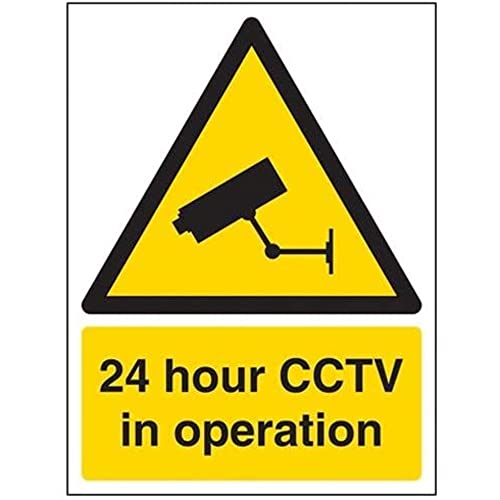 VSafety Hinweisschild "24 Hour CCTV In Operation", Hochformat, 150 x 200 mm, aus 1 mm starkem, festem Kunststoff von V Safety