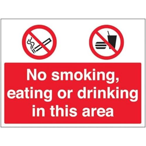 VSafety "No Smoking/Eating/Drinking In This Area", 800 x 600 mm, 3 mm, Aluminium-Verbundwerkstoff mit Befestigungskanal-Sicherheitsschild von VSafety
