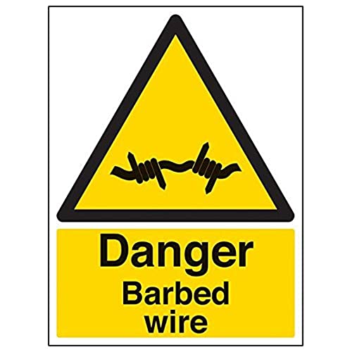 VSafety Schild "Danger Barbed Wire", Hochformat, 3 Stück, 300mm x 400mm, 3 von V Safety