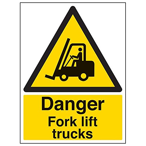 VSafety Schild "Danger Fork Lift Trucks", Hochformat, 3 Stück, 300mm x 400mm, 3 von V Safety