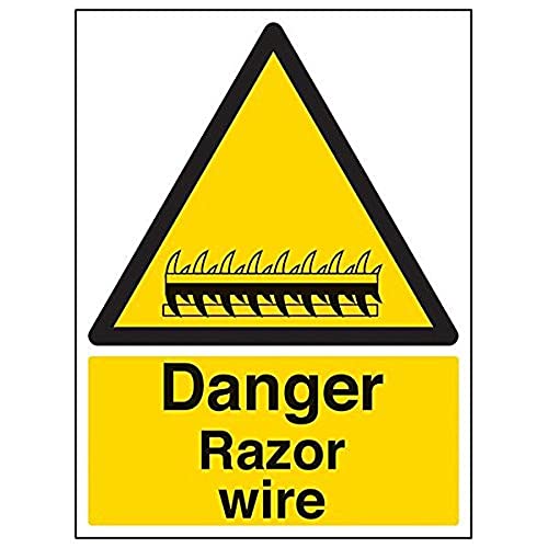 VSafety Schild "Danger Razor Wire", Hochformat, 3 Stück, 300mm x 400mm, 3 von V Safety