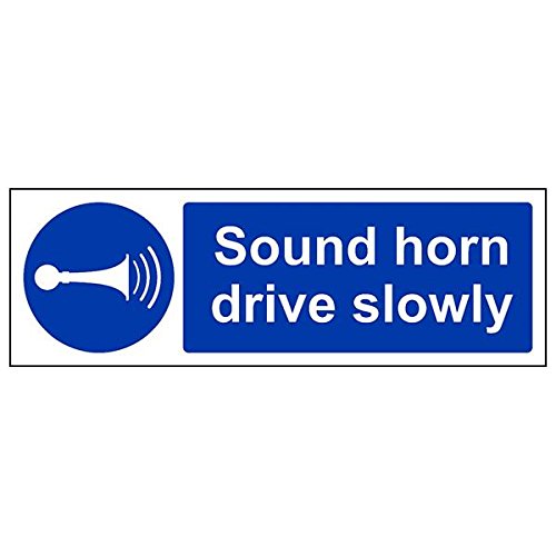 VSafety Schild "Sound Your Horn Drive Slowly", Querformat, 3 Stück, 300mm x 100mm, 3 von V Safety