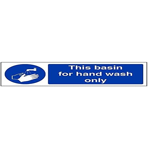 VSafety Schild "This Basin For Hand Wash Only", Querformat, 300 mm x 100 mm, 1 mm starrer Kunststoff von V Safety