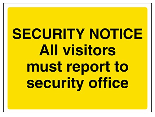 VSafety Security Notice, All Visitors Must Report To Security Office Schild – Querformat – 200 mm x 150 mm – 1 mm starrer Kunststoff von V Safety
