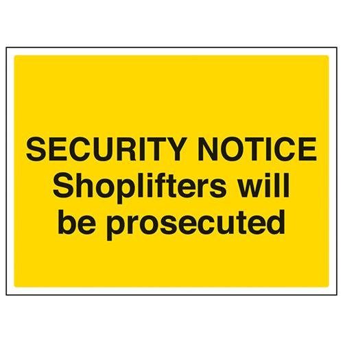 VSafety Shoplifters Will Be Prosecuted Schild, Querformat, 400 x 300 mm, Vinyl von V Safety
