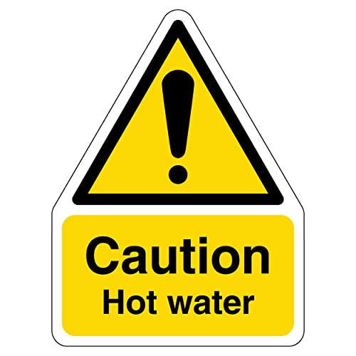 VSafety Sicherheitsschild – Caution Hot Water – 150 x 200 – 1 mm starrer Kunststoff von V Safety