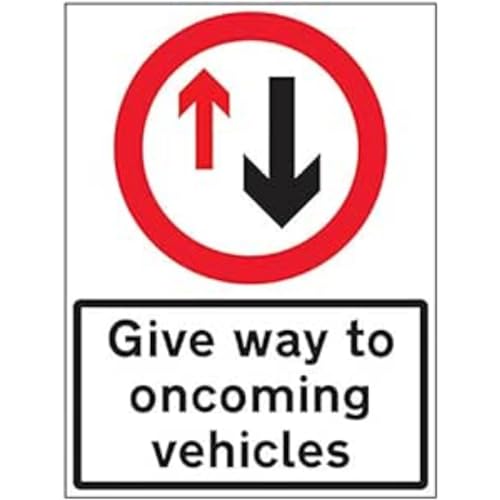 VSafety Hinweisschild "Give Way To Oncoming Traffic", 600 x 800 mm, 3 mm, Aluminium-Verbundwerkstoff von VSafety