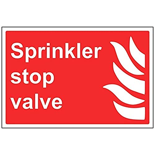 VSafety Sprinkler Stop Valve Schild – Querformat – 300 mm x 200 mm – 1 mm starrer Kunststoff von V Safety