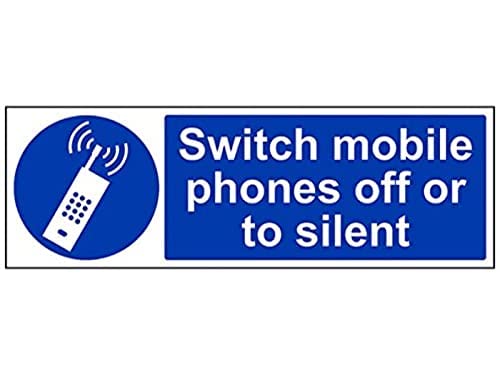 VSafety Switch Handy Off Or Silent Schild - Querformat - 450 mm x 150 mm - Vinyl von V Safety