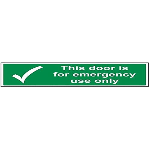 VSafety This Door Is For Emergency Use Only Schild – Querformat – 450 mm x 150 mm – selbstklebendes Vinyl von V Safety
