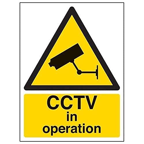 VSafety Warnschild „CCTV In Operation“ („Videoüberwachung in Betrieb“), Hochformat, 150 x 200 mm, 2 mm starrer Kunststoff, englische Version von V Safety