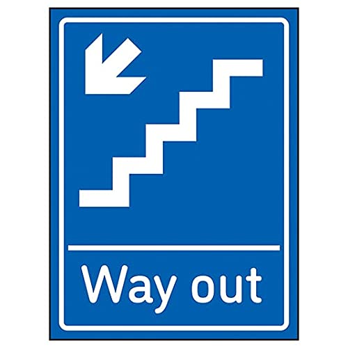 VSafety Way Out Pfeil unten Treppe links – 150 mm x 200 mm – Blau 1 mm starrer Kunststoff von V Safety