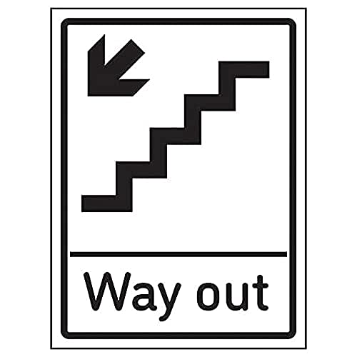 VSafety Way Out Pfeil unten Treppe links – 200 mm x 300 mm – 3 mm Aluminium-Verbundstoff von VSafety