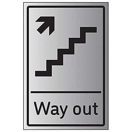 VSafety Way Out Pfeiltreppe rechts – 150 mm x 200 mm – 1,6 mm Aluminium-Effekt starrer Kunststoff von V Safety