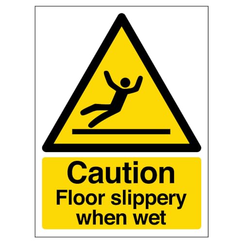Warnschild mit Aufschrift "Warning General - Caution Floor Slippery When Wet" – 150 x 200 mm, wiederklebbares Sicherheitsschild von VSafety