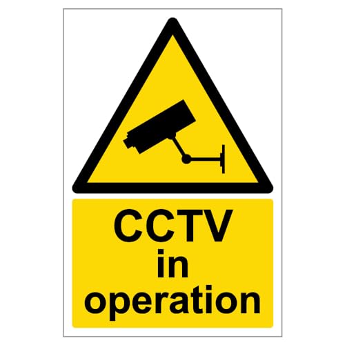 vsafety 63002 au-s "CCTV in Operation" Achtung Allgemeine Schild, selbstklebend, Portrait, 200 mm x 300 mm, schwarz/gelb von V Safety