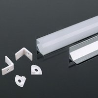 Silberfarbenes Aluminium-Winkelprofil für LED-Streifen (Max l: 10.5mm) Satinierte Abdeckung 2000 x 15.8 x 15.8mm - V-tac von V-TAC