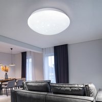 Deckenlampe led Deckenleuchte Wohnzimmerlampe weiß mit Sterneneffekt in runder Form, Metall Kunststoff, 12W 840lm 3000K, DxH 26x9,2 cm von V-TAC