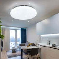 Deckenleuchte Sterneneffekt Tageslichtleuchte weiß LED Deckenlampe Wohnzimmer, CCT, 36W 3900Lm warmweiß-kaltweiß, DxH 50x8 cm von V-TAC